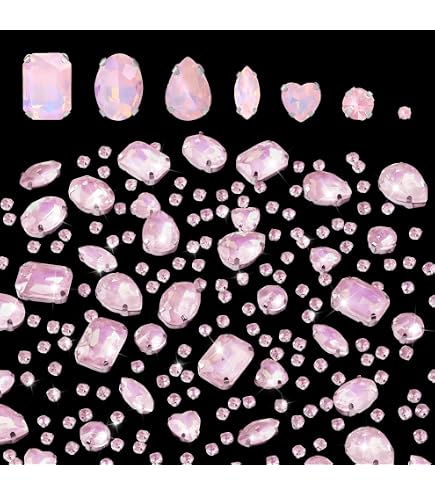 50 Pedrerías De Coser Con Base De Metal – Cristales De Vidrio Rojo, Formas Mixtas, 0.35-0.75 Pulgadas