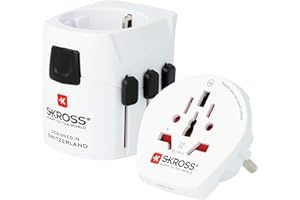 SKROSS | 1.103165 | PRO Light-World | Adaptateur de Voyage Universel 2/3 Pôles - Depuis et Pour 200 Pays - Tension et Puissance : 100V – 630W / 250V – 1575W - Protection contre les chocs électriques