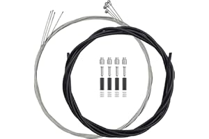 CKANDAY 4 Pcs Bike Brake Cable Kit, Road Bike & Universal Standard Bicycle Brake Cable, Professional Bicycle Brake line for Mountain MTB, with 2.5M Brake Cable Housing & Crimps Accessories 2M