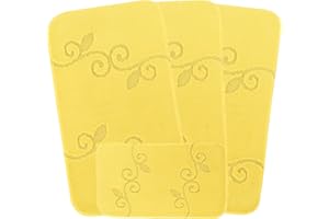 Emmahome ROMANY GYPSY WASHABLE 4PCS MAT/RUG SET, CARAVAN/MOBILE HOME TOURER SIZES, 67X120CM, Lilly (Yellow)