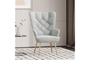 Aivermeil Armchair Tub Chair,High back with gold legs Comfy,Velvet Chair, for Bedrooms, Livingrooms,Relaxation,150kg Load Capacity Gray