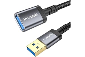 DREAAZHI USB3.0 Verlängerungs Kabel 1M, 5Gbps Typ A Stecker anf Buchse Verlängerungskabel geflochten Kompatibel mit USB Tastaturen, Mäusen, Xbox, Flash Drives, Festplatten, Druckern etc.