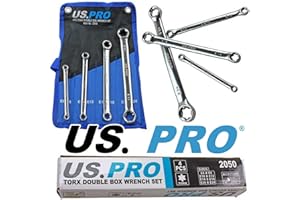 US PRO Tools Lot de 4 clés à molette double E-Torx/femelle Tox E6 - E24 2050