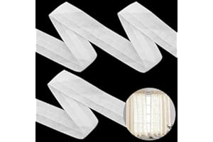 XIONGHONGLONG Gardinenband,Kräuselband,30M X 2.5CM Gardinenband Universalband Polyester Reihband Vorhang Faltenband,Gardinen Kräuselband zum Aufnähen,Gardinen Überschrift Band für Gardine Haken - Weiß