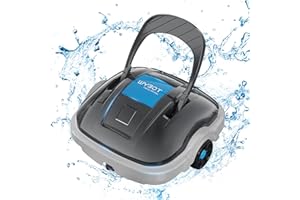 WYBOT Poolroboter Akku für 100 Minuten Betriebsdauer, Auto-Parken, Starke Saugkraft, Vollautomatisch Poolsauger für Aufstell-/Einbauschwimmbecken bis 80m² Pools (Hellgrau)