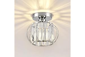 ZYDTRIP Crystals Ceiling Light Fixtures Chandelier, Small Semi Flush Mount Ceiling Light Fitting for Hallway Entrance Kitchen Bedroom Dining Rooms Living Rooms Bar (Silver)