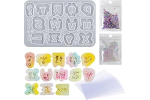 Attuslla Moldes Resina Letras Shaker Alphabet Quicksand Molds Moldes Silicona Alfabeto Colgante Moldes de Fundición Artesanía para DIY Collar Joyería