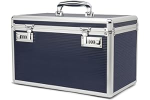 HEWEI WORKS Caja de Medicamentos, 37.8x22.3x23.8cm, Medicinas y seguridad en el hogar, caja multifuncional con cerradura combinada, Incluye caja de pastillero portátil de bolsillo (azul/X-grande)