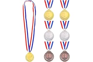 JKDHJK 6 Pezzi Medaglie Premiazioni Metallo, Olimpica Medaglie in Oro Argento Bronzo Medaglie Premio con Nastro per Feste a Scuol Bambini Festa di Compleanno premi Sport Concorso