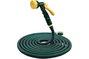 HERZO 15M Gartenschlauch Ausziehbar Wasserschlauch Flexibler expandierender Zauberschlauch mit 7 Einstellungen Multifunktionale Spritzwasserpistole 50FT