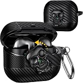 Fofvccv Samsung Galaxy Buds 3 FE/Buds 3 Pro/Buds 3 Kılıf Kapak Kafatası Kilitli ve Anahtarlıklı Erkekler i&ccedil;in, Komik Karbon F