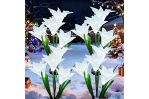XVZ Lampes Solaires d'extérieur, Lot de 4 solaires lys Fleurs à LED avec 7 Couleurs changeantes - pour Jardin, terrasse, Cour, allée, fête, clôture de Mariage - Blanc