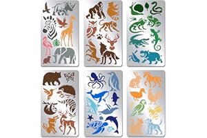 INFUNLY 6PCS Animals Metal Stencils Stainless Steel Woodland Metal Stencil 5.5x3.15 Pets Cat Dog Journal Stencil Templates for Wood Engraving Painting Scrapbooking Bookmark Craft DIY