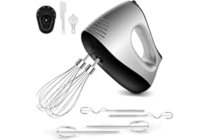 NWOUIIAY Batidora Eléctrica de Varillas 500W 5 Velocidades Ajustables con Ganchos para Masa Batidores Espátula y Base de Almacenamiento Potente Función Turbo y Versátil para Repostería y Cocina