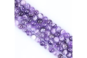 ‎OUUBUUY Naturstein Perlen Edelstein Perlen, 60 stück 6mm Naturstein Amethyst Edelsteinperlen Polierte Runde Edelsteine Zum Auffädeln Edelsteine Steinperlen für Armbänder Ketten DIY Schmuck Basteln