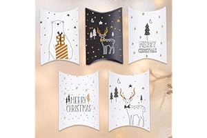 Wentsent 24 Stück Weihnachten Geschenkbox Kissenschachteln Süßigkeiten Box Keksschachtel Pralinenschachtel Schachtel für Weihnachten Geschenk Weihnachtsdeko