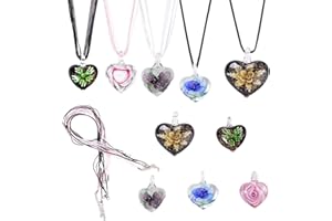 SUNNYCLUE 1 Set DIY Faire 5pcs Dolphin Coeur Starfish Rond Coloré Assorti Collier Murano Pendentif Murano en Verre, 18 "& 19" Ruban d'organza avec Collier Cire Cordon