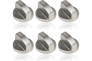 SOWBUD 6 Pcs Gas Stove Knob, 6MM Universal Cooker Replacement Knobs, Durable Metal Surface Switch Control Stove Adaptors Knobs for Kitchen Cooktop, Gas Stove & Various Ovens, Precise Temperature Control