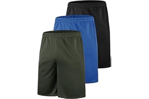 E-LIINJOYE 3 Pack Men's Quick Dry Shorts Lightweight Breathable Summer Sports Gym Shorts with Pockets