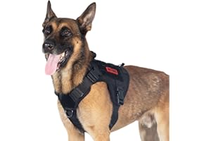 OneTigris Harnais Veste/Gilet De Chien Résistant à Eau en Nylon 1000D avec Molle pour Marche Randonnée Chasse Dressage Tactique (L, Noir)