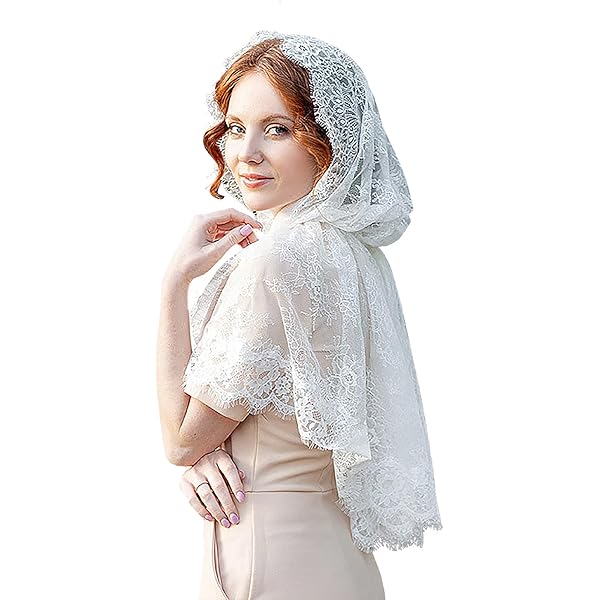Voile D'Église Catholique Pour Femmes Étole En Dentelle Mousseline  Couverture Tête Pour Mariage Et Cérémonie