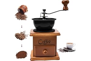 WHC Macinacaffè manuale, macinacaffè vintage Macinacaffè manuale in legno antico con impostazione dell'ingranaggio regolabile per casa, ufficio e viaggi Office