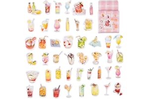 SHANFAA 45PCS Kawaii Drink Stickers,Cute Small Beverage Stickers for Bottles Laptop Scrapbook Daily Planner,Cartoon Summer Flavored Drinks Stickers
