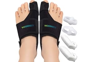 Vicorrect Bunion Korrektor & Ballenzehen Separatoren, orthopädische Bunion Schiene für große Zehe Schmerzlinderung und Zehenbegradigung, Hallux Valgus Brace für Tag/Nacht Unterstützung