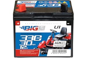 BIG BATTERIE BIG U1 Garden Power Rasentraktor-Batterie 12V 30Ah 310A Starterbatterie für Aufsitzmäher wartungsfrei