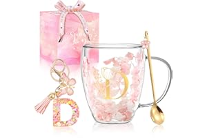 BIGNOSEDEER Regali per le donne tazze da caffè in vetro regalo di compleanno unico per lei tazze da tè espresso tazze da tè personalizzate regali di amicizia carine tazze in vetro a doppia parete Natale calza