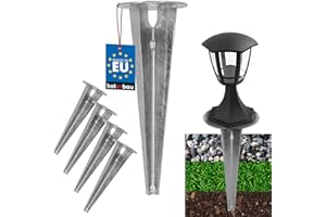 KOTARBAU® 4 estacas para iluminación de jardín, 115 mm, acero galvanizado, anclajes de tierra, anclajes para suelo, soporte de suelo para lámparas de jardín, manguito de suelo, anclaje para suelo