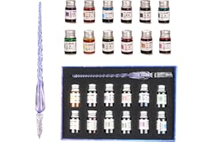 AOKUY Glasstifte-Set kalligraphie, Kalligraphie Dip Pens,12 bunte Tinten,Kaligraphie-Sets für Kunst, Schreiben, Unterschriften, Dekoration, Geschenk.
