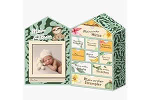 HAUSLEBEN Baby Erinnerungsbox Schatztruhe Erinnerungen mit 10 Fächern,Erinnerungen Meilenstein Box – Erinnerungsbox für Geburt und Taufe – Süße Baby, Windeltorten (Grün, Einheitsgröße, 1, stück)