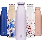 B2DO for GH Borraccia Termica 500ml Fiore Lilla| Bottiglia d'Acqua Acciaio Inox Thermos| Bottiglia per Acqua Isolamento Sotto