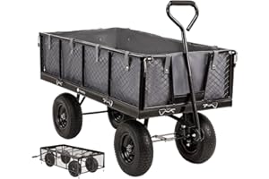 ‎MIWEBA Miweba Bollerwagen MB-700 | 𝟕𝟎𝟎 kg Traglast - Luftreifen - Wände klappbar - Volumen 220 L - Sackkarre - Schubkarre - Transportwagen - Handwagen - Gartenwagen - Wagen - Gartenkarre (Grau)
