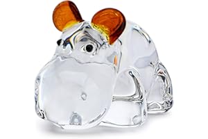 ‎HDCRYSTALGIFTS HDCRYSTALGIFTS 6,3 cm Nilpferd Kristallfigur für Weihnachten - Sammlerstück, Hausstatue, Glaskunst, Tierwelt Briefbeschwerer, Ornament - Kreative Dekoration, Geschenk für Tierliebhaber