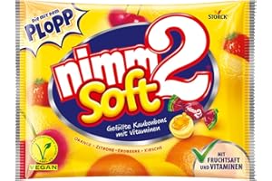 ‎NIMM2 nimm2 Soft – 1 x 800g Großpackung – Gefüllte Kaubonbons in vier Sorten mit Fruchtsaft und Vitaminen