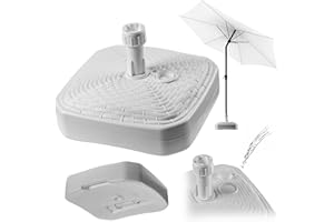 KADAX Pied de parasol rond à remplir avec du sable, de l'eau ou du gravier, support en plastique pour jardin, terrasse, plage (version 2 carré, blanc)