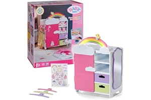 BABY born armario para muñecas, almacenamiento para ropa de muñeca con diseño de arco iris brillante y sonidos alegres, 836040 Zapf Creation