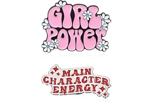 Ymapinc 2pcs Funny Pins, Main Character Energy & Girl Power Enamel Pin Badges Girls,Bag Brooches Cute Enamel Pins for Backpacks Bags, Y2K Cool Badge, Lapel Funny Pin Badges