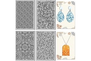 CHGCRAFT 4 feuille de Tapis de Texture en Pâte Polymère à Motif Simple Style Géométrique Rétro Outil de Bricolage pour la Fabrication de Bijoux et Boucles D'Oreilles en Céramique 4x2.6 pouce