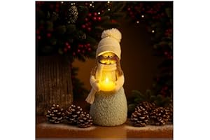 COM-FOUR® Dekoracja swiateczna dziewczynka ze swieca - stojaca figurka swiateczna - figurka swiateczna - stojaca figurka z migajacym swiatlem LED (Rozmiar 1 - dziewczecy niebieski)