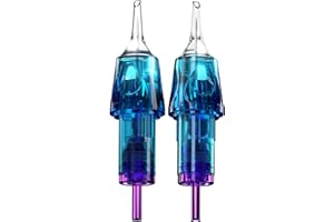 CNC Cartuchos de Tatuaje Aguja para Tatuar #12(11RS) 0.35mm Bugpin Tattoo Cartridge Needles Estandar Desechable con Membrana 11 Round Shader 20Pcs Pack EN04B-20-1211RS-M