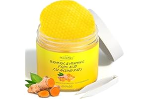 POP MODERN.C Tampons au Curcuma et à L'acide Kojique pour le Visage 60 Pièces, Tampons Exfoliants au Curcuma pour le Visage pour les Taches Brunes, Tampons Visage à la Vitamine C pour Unifier le Teint