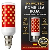 MY WAVE DZ Melatonin E27 E14 Red Night Light Bulb for Sleeping - Pack 1 Red Bulbs Without Blue Light or Flicker - Baby Red Li