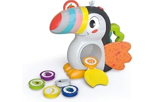Clementoni | Milan, Le Toucan Gourmand pour Enfants 12 Mois+ | Jouet d’Éveil Interactif avec Sons, Lumières et Jetons Fruits | Apprentissage Couleurs et Mots | Jouet Bébé Éducatif Cadeau