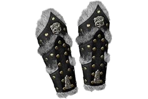 jiyun 1 Paire brassards, Médiéval Armure Brassards, Médiévaux Protège-Bras Punk Brassards en Cuir, Bracelet de gantelet médiéval, Poignet Gardes Bras Garde Tir à l'arc Brassards
