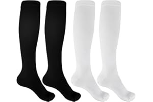 Jeffdad 2 Pairs Compression Socks for Women Men, 15-25mmHg Knee High Compression Stockings for Sport, Medical Compression Flight Socks for Nurses Running Flying Pregnancy Travel