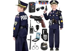 INNOCHEER Polizei Kostüm Kinder, Polizei Kostüm für Kinder, Polizei Spielzeug für Kinder Jungen Halloween Karneval