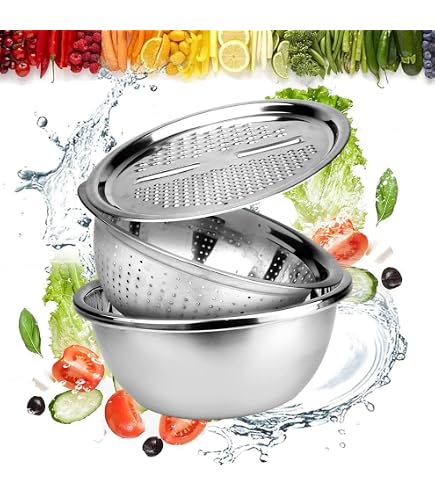 3 in 1 Dish Tub and Colander Set with Lid, Vegetable Washer with